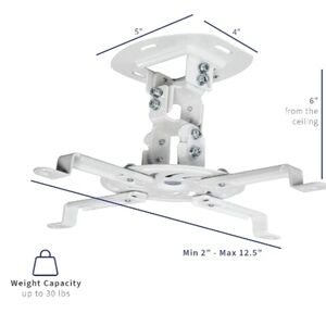 VIVO Universal Adjustable Ceiling Projector Mount White